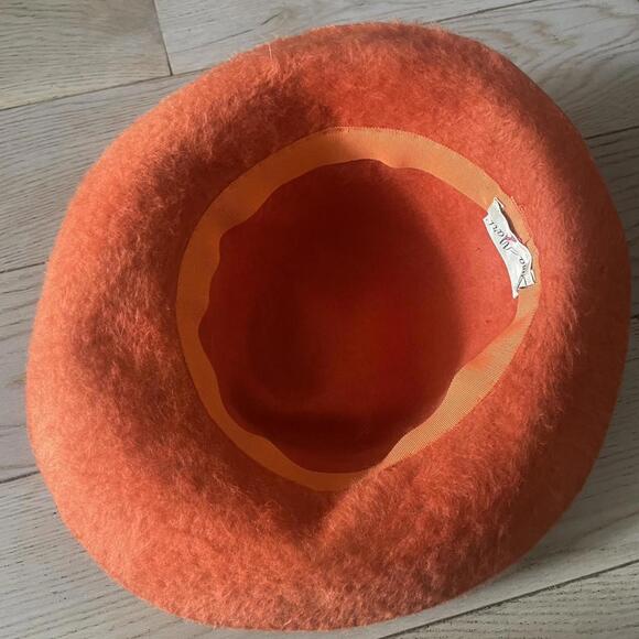 Vintage 1960’s Burnt Orange Fedora Wide Brimmed Hat - Picture 4 of 5